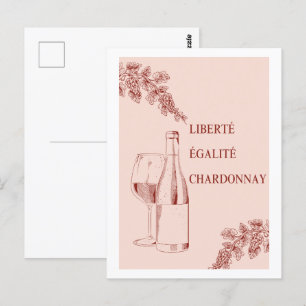 Cartão Postal Ilustração de Vinho Engraçado Liberté Égalité Char