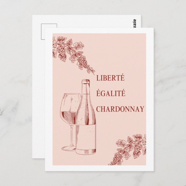Cartão Postal Ilustração de Vinho Engraçado Liberté Égalité Char (Frente/Verso)