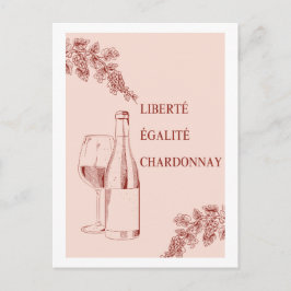 Cartão Postal Ilustração de Vinho Engraçado Liberté Égalité Char