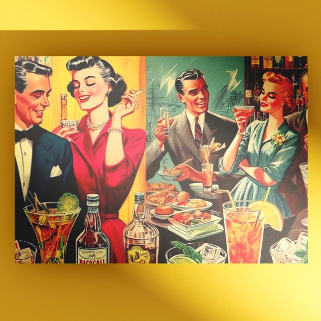 Cartão Postal Ilustração de Vintage do Bar Retroativo (Criador carregado)