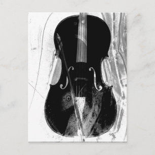 Cartão Postal Ilustração de violoncelo preto e branco