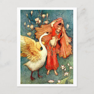 Cartão Postal Ilustração de Warwick Goble Swan Maiden