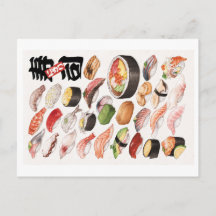 Ilustração Desenhada Pela Mão De Sushi Japonesa