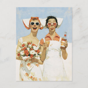 Cartão Postal Ilustração Divertida de Celebração de Damas de Hon