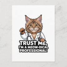 Ilustração Divertida de Humor de Gato Veterinário