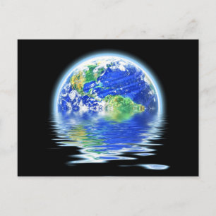 Cartão Postal Ilustração do Aquecimento Global da Terra Inundada