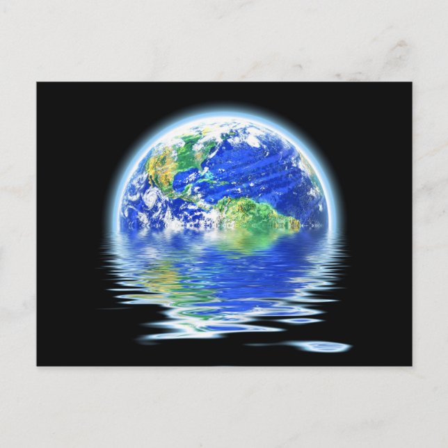 Cartão Postal Ilustração do Aquecimento Global da Terra Inundada (Frente)