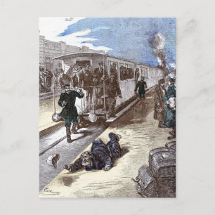 Cartão Postal Ilustração do Bennet Do Motor A Vapor Do Comboio A