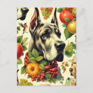 Cartão Postal Ilustração do Cão-de-Dane Vintage