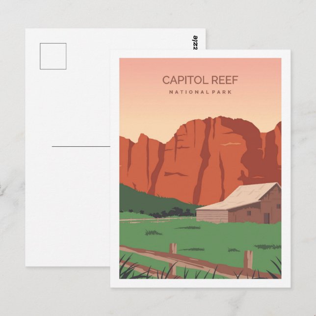 Cartão Postal Ilustração do Capitol Reef Utah Famous Viagem Plac (Frente/Verso)