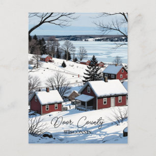 Cartão Postal Ilustração do Condado de Door Wisconsin e Poema de