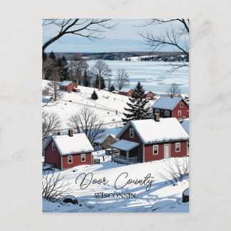 Cartão Postal Ilustração do Condado de Door Wisconsin e Poema de