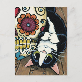 Cartão Postal Ilustração do Crânio de Tuxedo e Açúcar