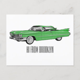 Cartão Postal Ilustração do desenho animado Classic car 1959