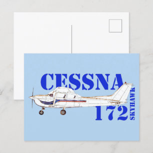 Cartão Postal Ilustração do Design do avião Skyhawk Cessna 172