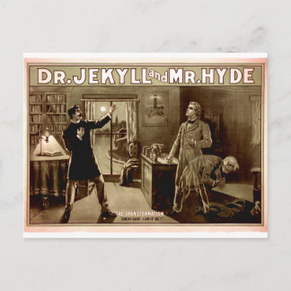 Cartão Postal Ilustração do Dr. Jekyll e do Sr. Hyde Vintage nos