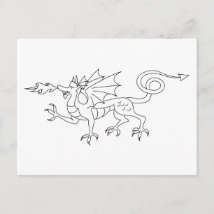Cartão Postal Ilustração do Dragão com respiração de fogo