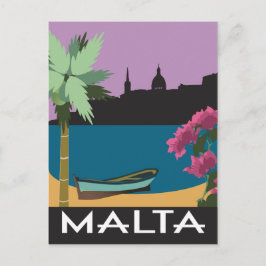 Cartão Postal Ilustração do estilo da viagens vintage de Malta