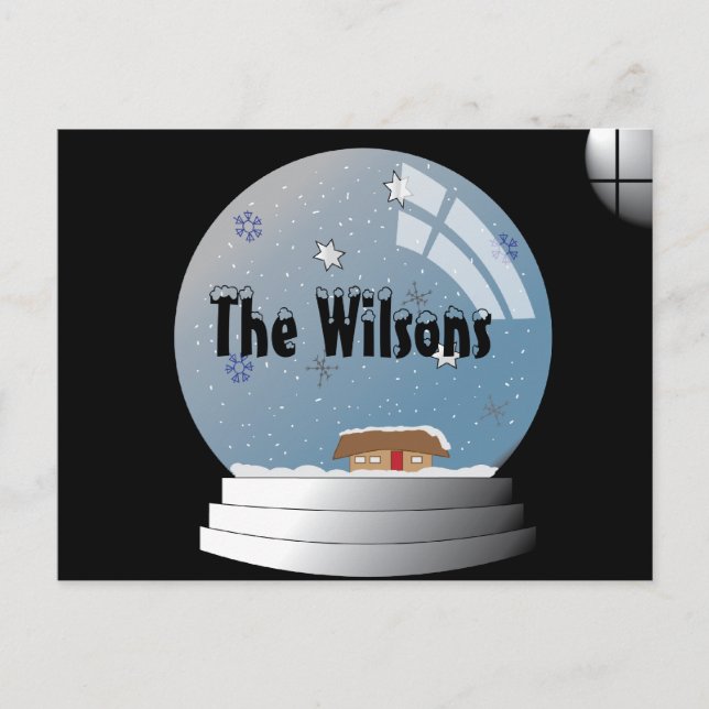 Cartão Postal Ilustração do Globo de Neve (Frente)