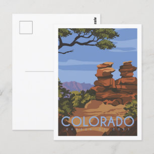 Cartão Postal Ilustração do Jardim dos Deuses Local de Viagem Co