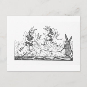 Cartão Postal Ilustração do Livro Vintage de Bunnies da Páscoa