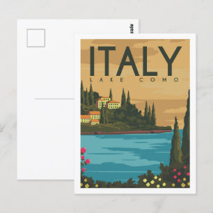 Cartão Postal Ilustração do Local de Viagem Lago Como Itália