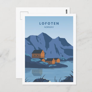 Cartão Postal Ilustração do Lofoten Norway Famous Viagem Place