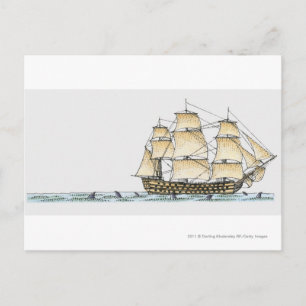 Cartão Postal Ilustração do navio de guerra do final do século X