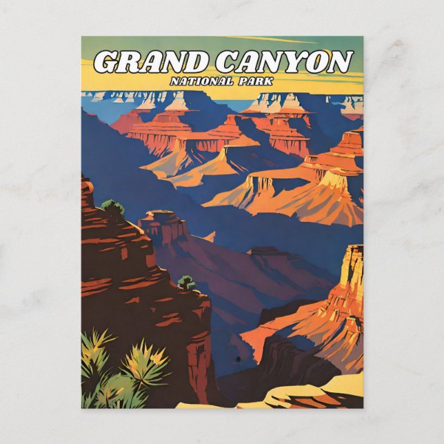 Cartão Postal Ilustração do Parque Nacional do Grand Canyon, ret (Frente)