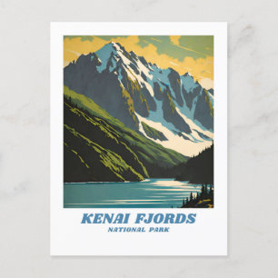 Cartão Postal Ilustração do Parque Nacional Kenai Fjords Retro V