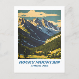 Cartão Postal Ilustração do Parque Nacional Rocky Mountain Retro