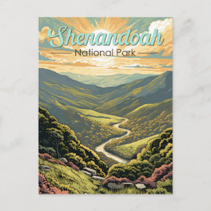 Cartão Postal Ilustração do Parque Nacional Shenandoah Viagem Re