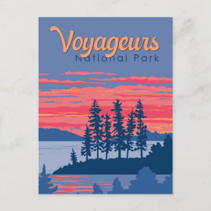 Cartão Postal Ilustração do Parque Nacional Voyageurs Rainy Lake