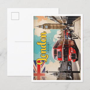 Cartão Postal Ilustração do Pop Art Viagem de Londres Inglaterra