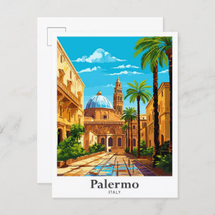 Cartão Postal Ilustração do potrato da Viagens vintage Palermo I