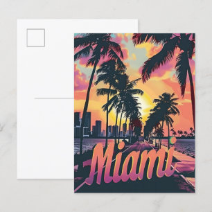 Cartão Postal Ilustração do Retro-Viagem da Miami Florida