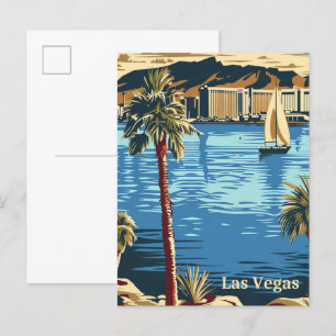 Cartão Postal Ilustração do Retro Viagem de Las Vegas Nevada