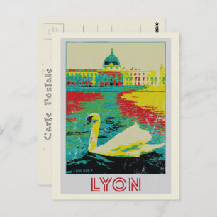 Cartão Postal Ilustração do rio Lyon Rhône - França