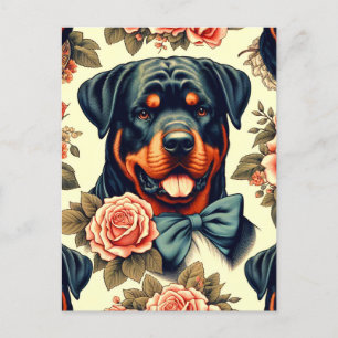 Cartão Postal Ilustração do Rottweiler Retro