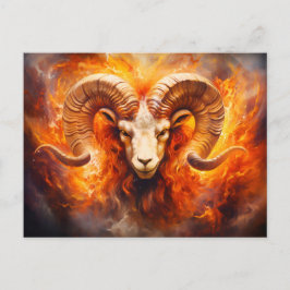 Cartão Postal Ilustração do Signo Zodiacal Áries