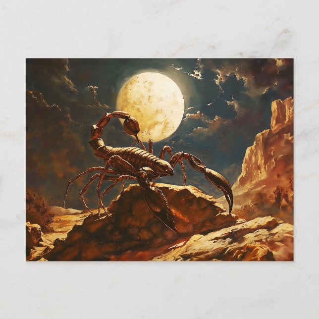Cartão Postal Ilustração do Signo Zodíaco Escorpião (Frente)