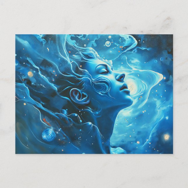 Cartão Postal Ilustração do Símbolo Zodiac Aquário (Frente)