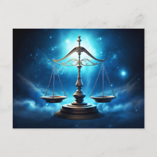 Cartão Postal Ilustração do Símbolo Zodíaco Libra