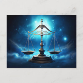 Cartão Postal Ilustração do Símbolo Zodíaco Libra