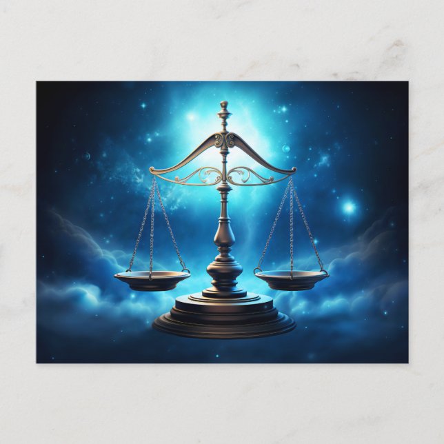 Cartão Postal Ilustração do Símbolo Zodíaco Libra (Frente)