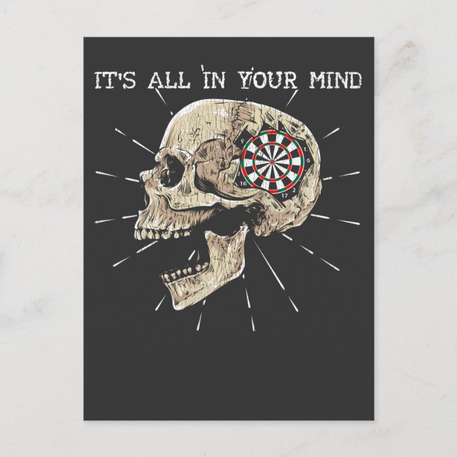 Cartão Postal Ilustração do Skeleton Dartboard (Frente)