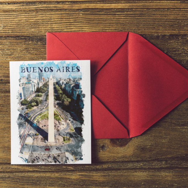 Cartão Postal Ilustração do Skyline Buenos Aires Argentina (buenos aires cityscape postcard)