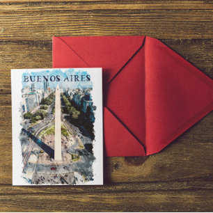 Cartão Postal Ilustração do Skyline Buenos Aires Argentina