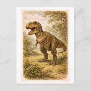 Cartão Postal Ilustração do T. Rex em estilo retrô