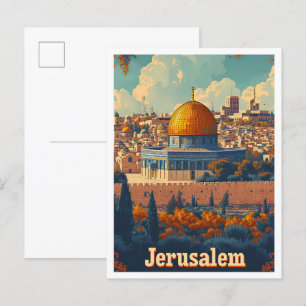 Cartão Postal Ilustração do Viagem artístico de Jerusalém
